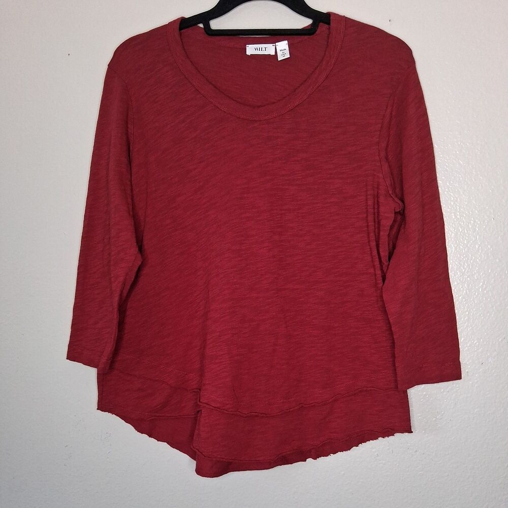 Wilt Shrunken Crew 3/4 Slv Layer Tee Lagenlook Basic Cotton made in USA Size M